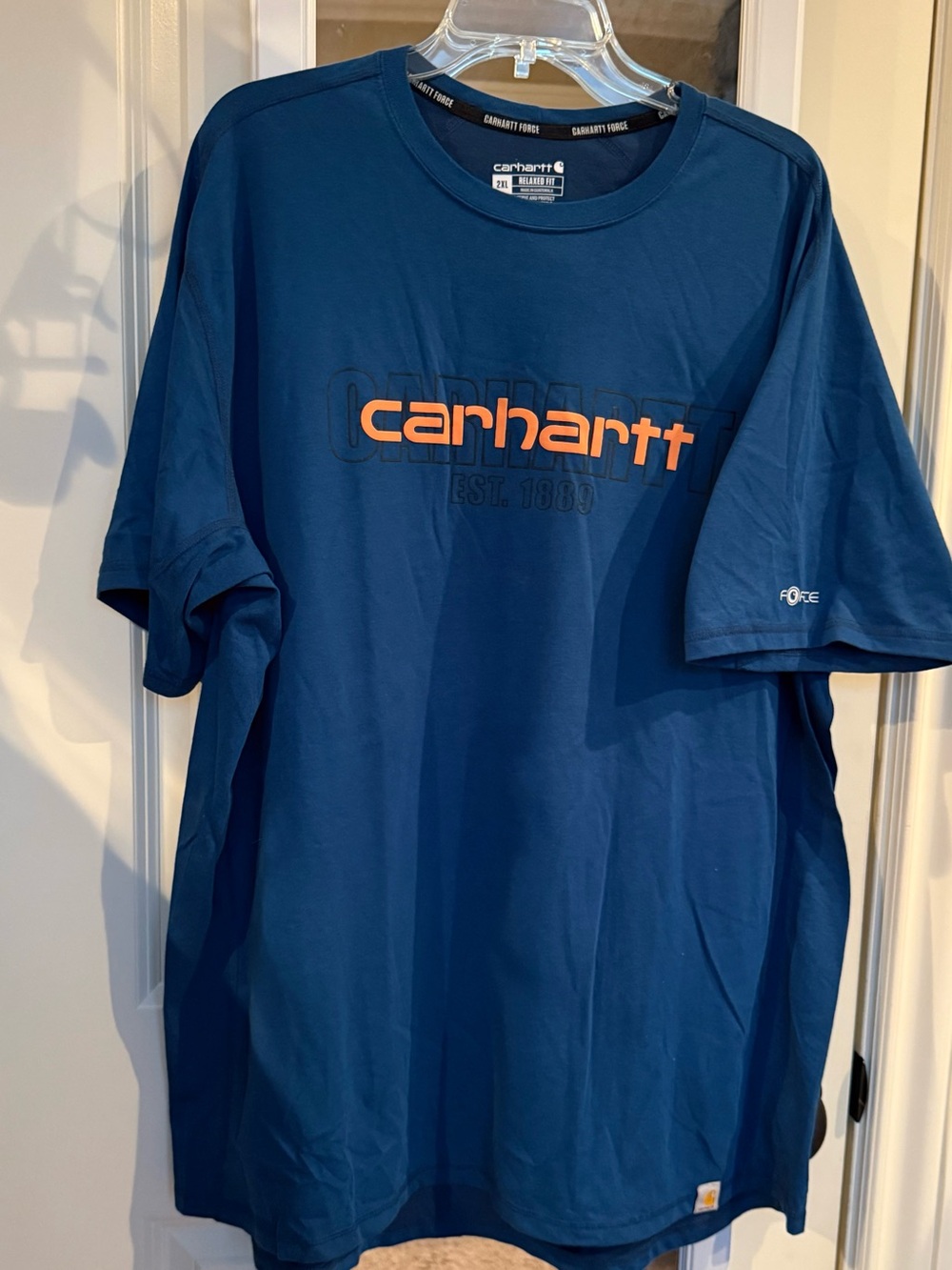 🛠️ 🛠️ Carhartt Force Tee • Men’s 2XL • Blue Relaxed Fit Logo Shirt